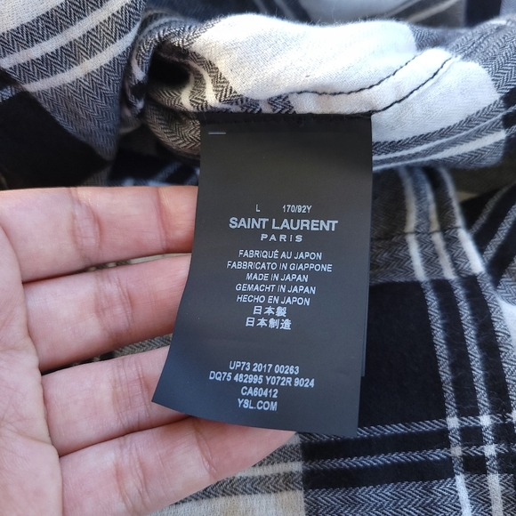 Saint Laurent Plaid Check Flannel Oversized Shirt Dark Academia - Picture 10 of 12